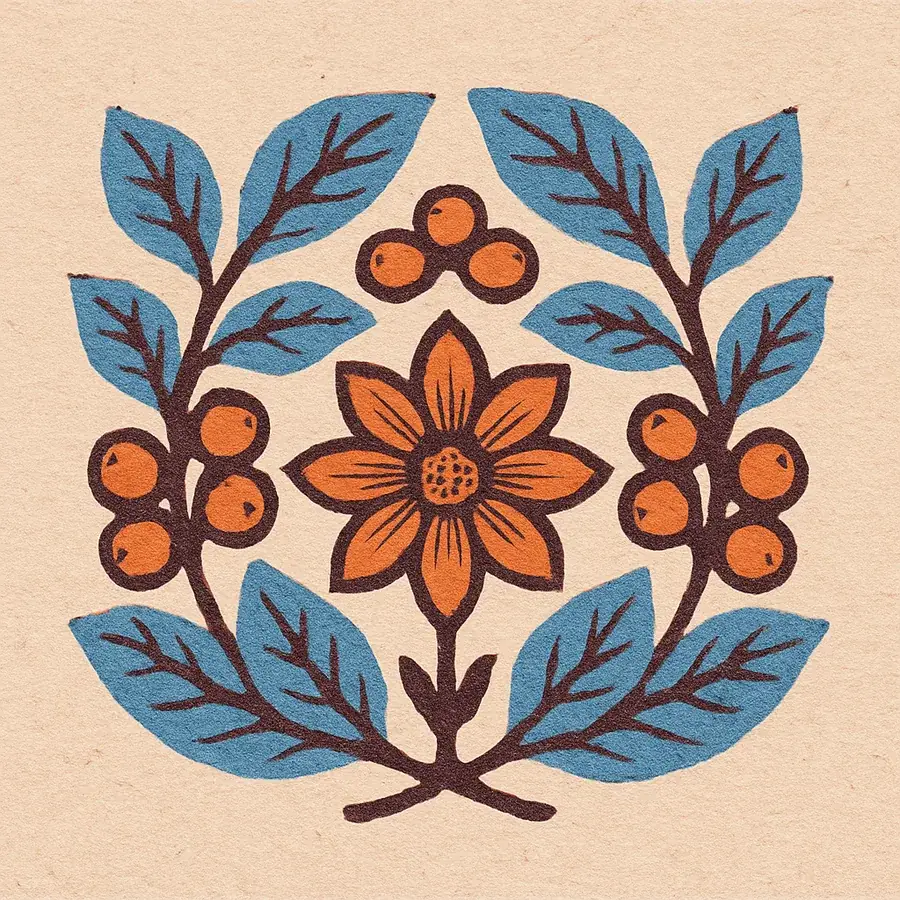 Ilustración floral inspirada en la flor y el grano de café